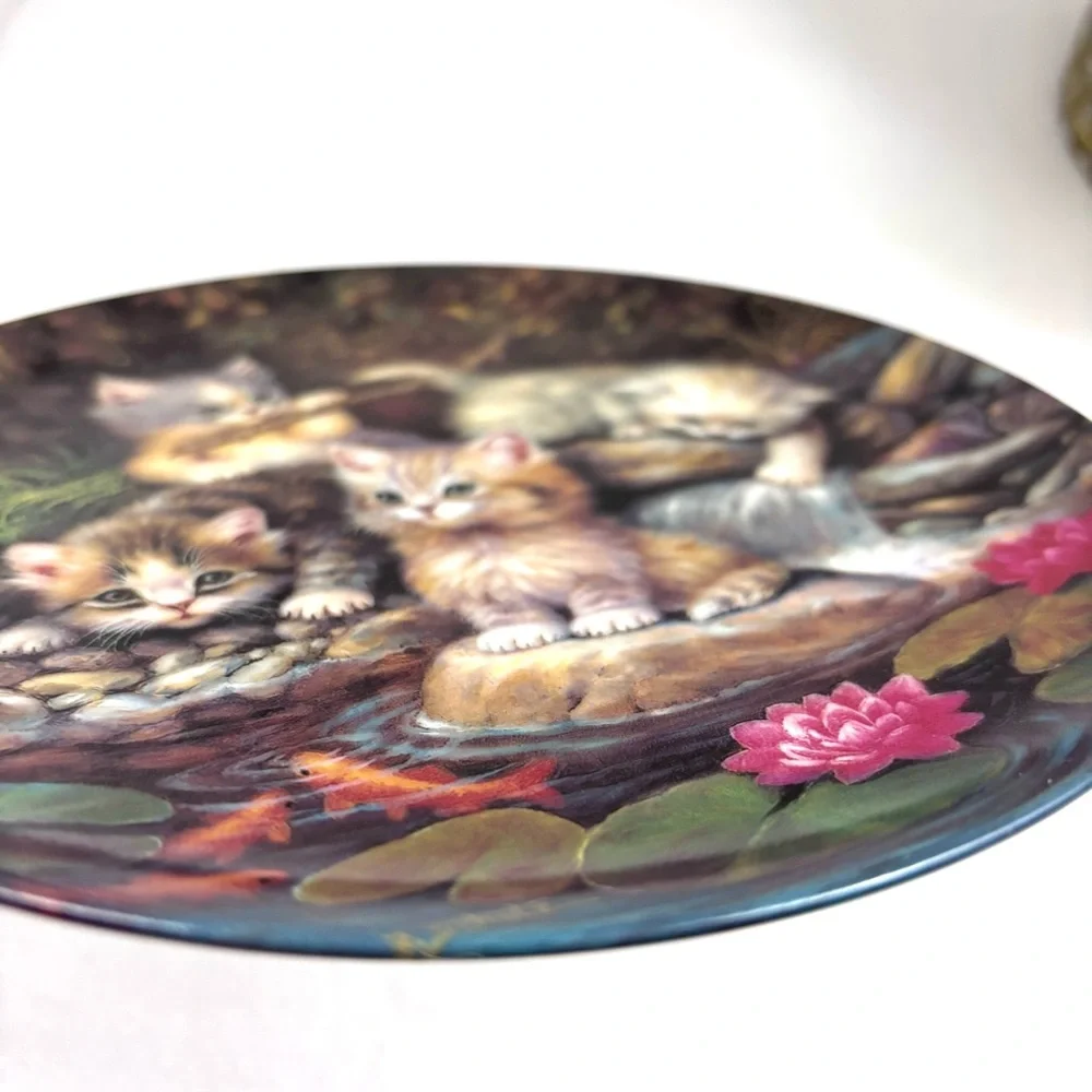 Vintage Bradford Exchange Decorative 1990 Lily Pond “Kitten Expedition” Plate‎